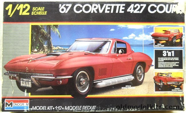 Monogram 1/12 1967 Chevrolet Corvette 427 - Stock / Drag Strip / Street Racer, 2801 plastic model kit